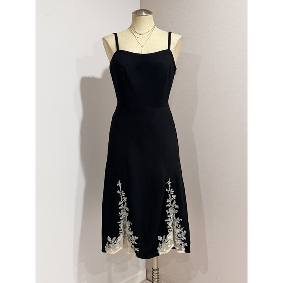 Due Per Due Women's Black White Floral Lace Party/Cocktail Midi Dress Size 8 - Picture 1 of 7